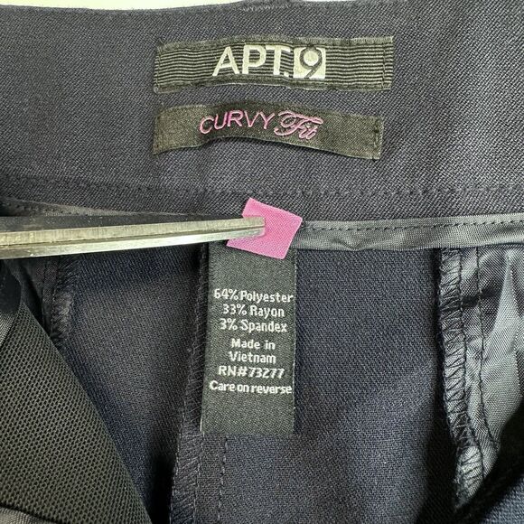 APT 9 Curvy Wide Trouser Leg 16 Navy Blue Stretch Dress Pants Career Plus NEW - Picture 7 of 8